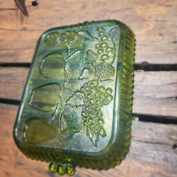 Vintage Indiana green glass Divided relish tray - Picture 3 of 3